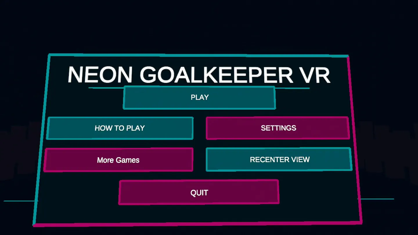 Neon Goalkeeper VR game menu