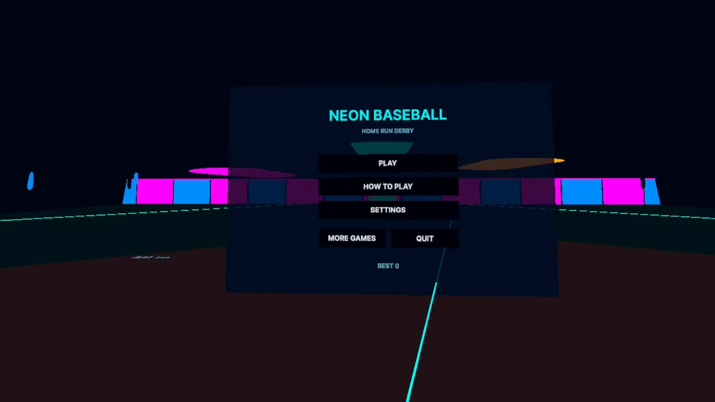 Neon Baseball Home Run Derby menu and stadium